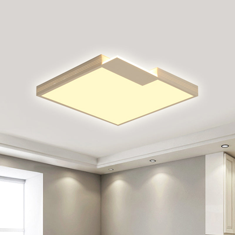 Minimalist LED Ceiling Lighting: Square Acrylic Flush Mount, White, 16"/19.5" Width, Warm/White Light