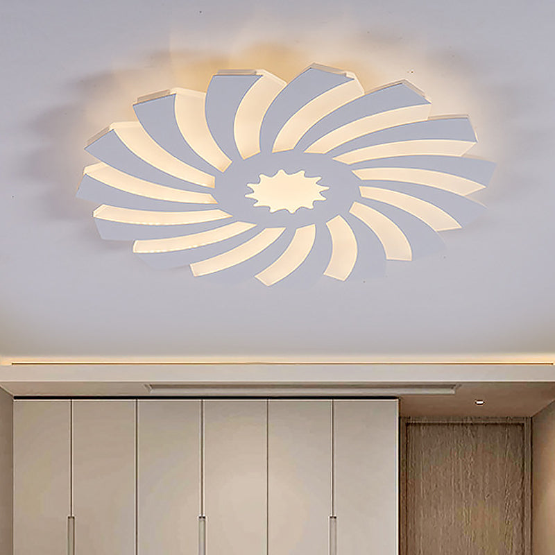 Modern Hotel-Style LED Flush Ceiling Light with Warm/White Lighting and Acrylic Flower Design for Bedroom