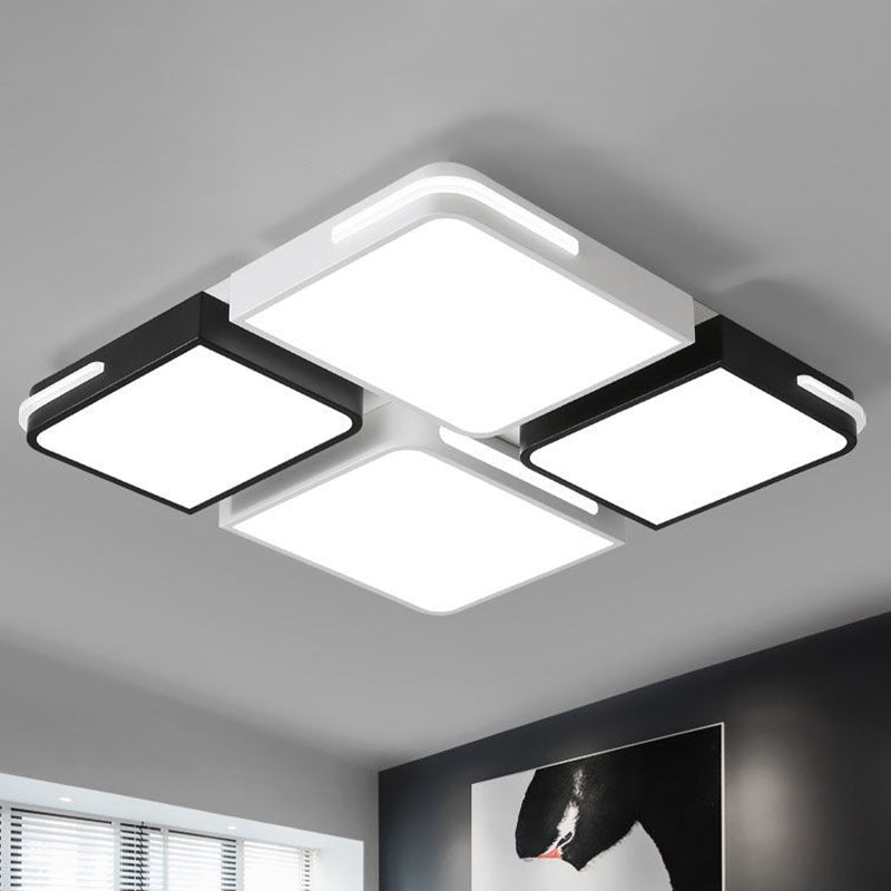 Contemporary Square/Rectangle Acrylic Flush Pendant Light - LED White Flush Mount Lighting (21.5"/37.5" Width) - White/Warm Lighting