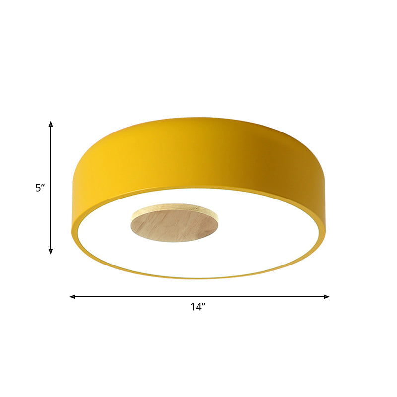 Metal Flush Ceiling Light with Acrylic Diffuser - Nordic Gray/Yellow/Green, Ceiling Flush Mount for Living Room in Warm/White