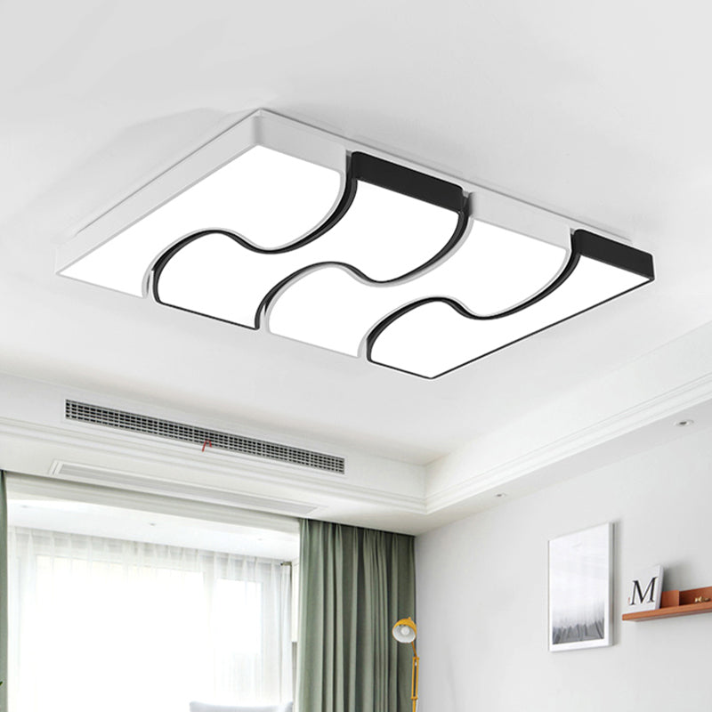 Modernist Style LED Flush Mount Lighting in White - 16.5"/27" Width for Living Room