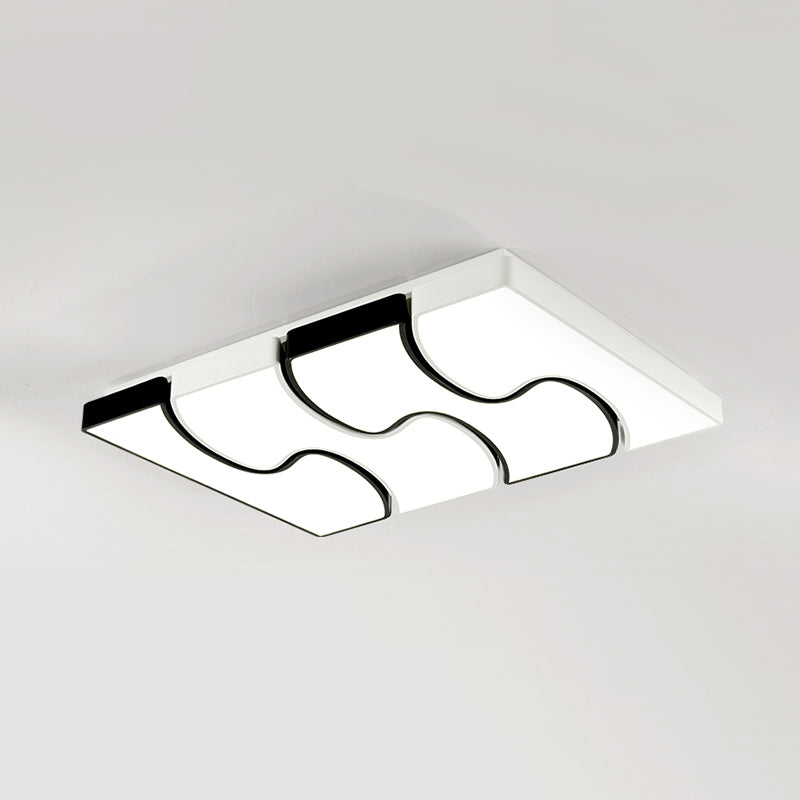 Modernist Style LED Flush Mount Lighting in White - 16.5"/27" Width for Living Room
