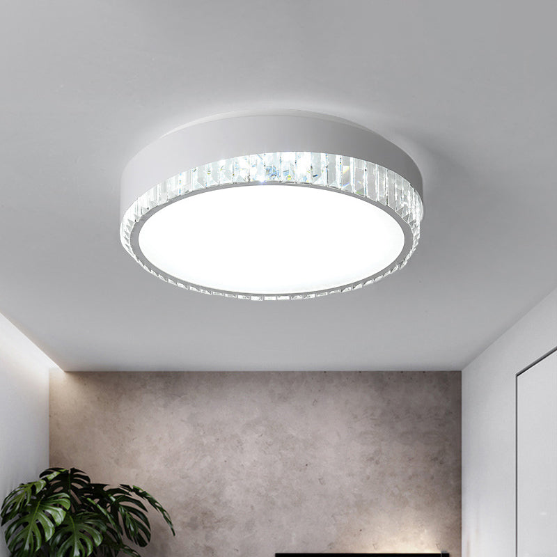 Modern 16.5"/20.5" Wide Round Flush Mount Lighting with Crystal Accent for Bedroom