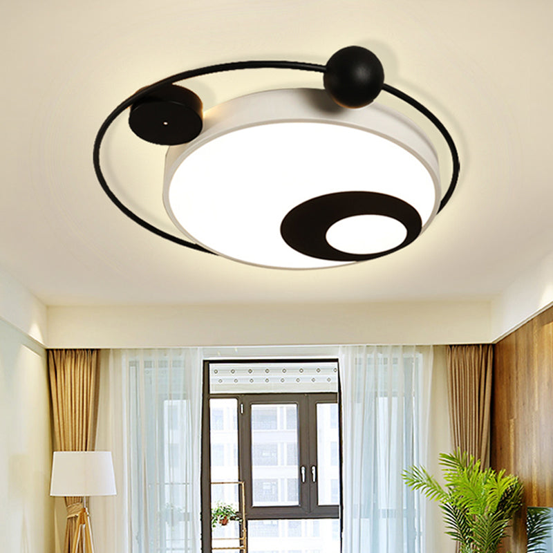 Modern Vintage Metal Flushmount LED Lighting in Warm Light with Diffuser - Square/Round, Black/White