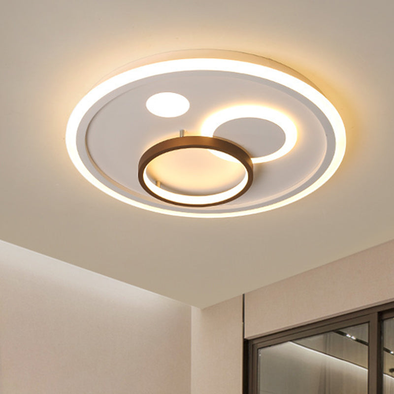 Nordic Style Round Ceiling Flush Lamp with Integrated LED, White and Diffuser - 16.5"/20.5"/24.5" Wide