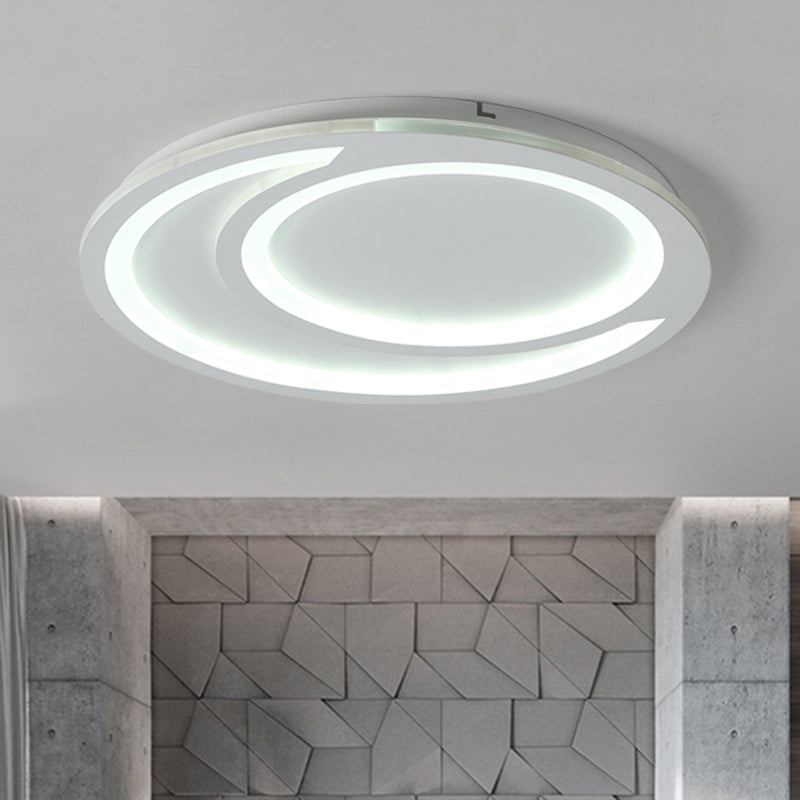 Modern White Ripple Flushmount LED Light, Simple Metal Design, 16"/19.5"/23.5" Wide