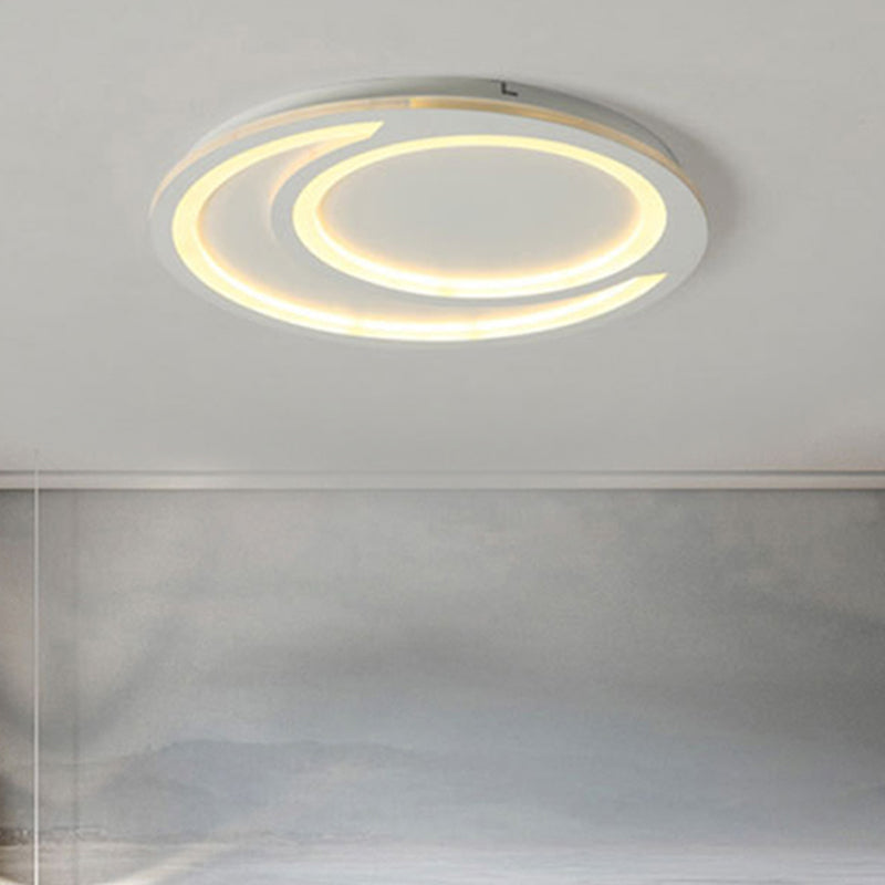 Modern White Ripple Flushmount LED Light, Simple Metal Design, 16"/19.5"/23.5" Wide