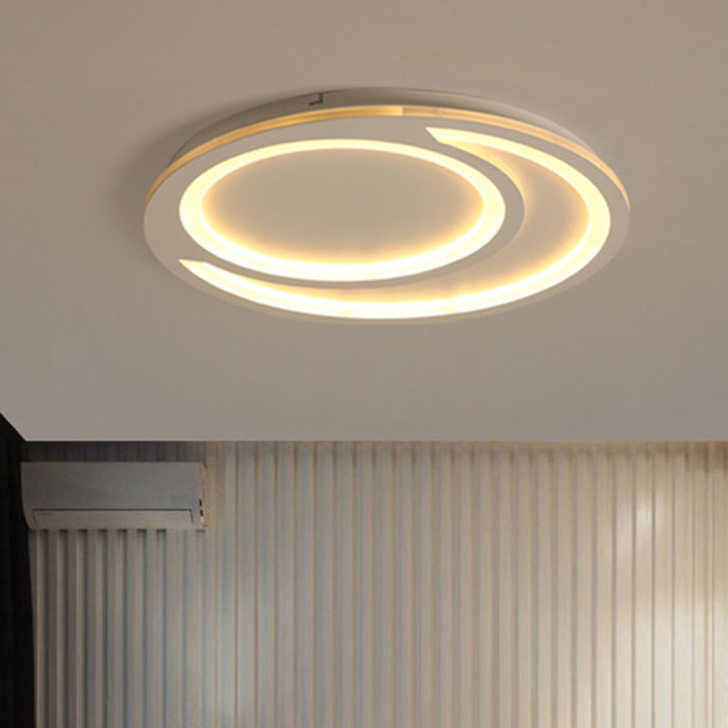 Modern White Ripple Flushmount LED Light, Simple Metal Design, 16"/19.5"/23.5" Wide