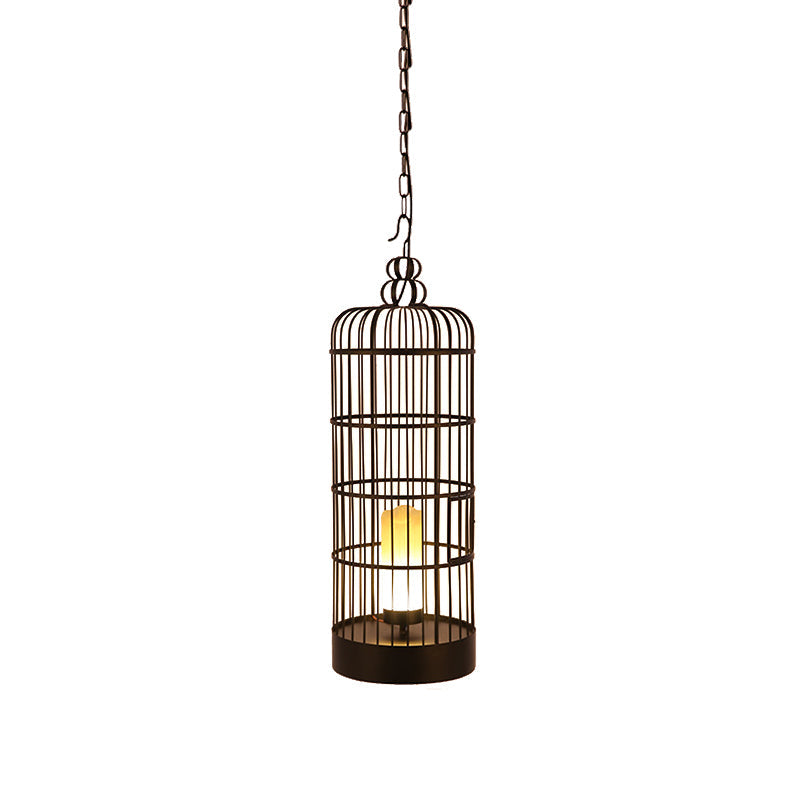 Industrial Metal Pendant Light Kit for Dining Room - Black/Blue Cylinder Design