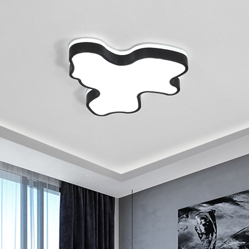Abstract Flush Light - 16"/19.5"/23.5" Width - Black/White Shade - LED Contemporary Flush Mount in Warm/White
