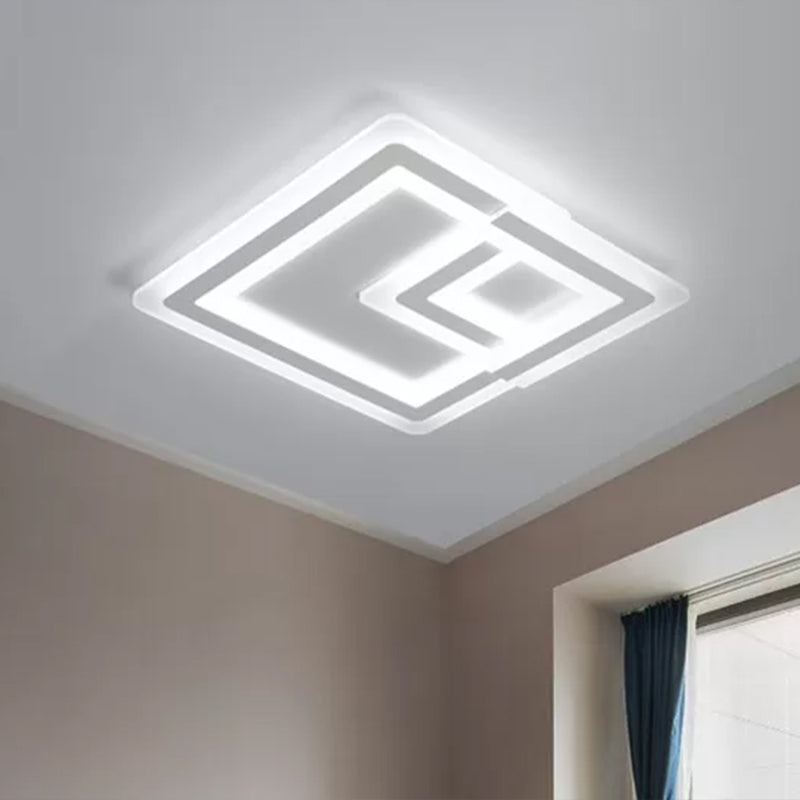 Nordic Square LED Flush Mount Lamp - Multiple Sizes - Metal & Acrylic - White Ceiling Light in Warm/White
