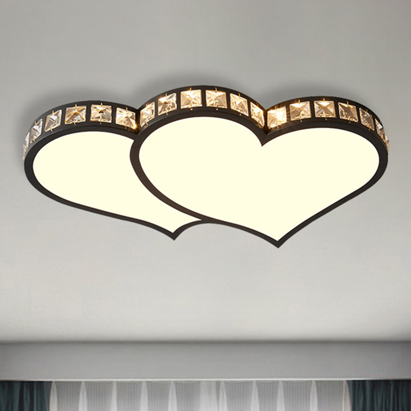 Plafonnier encastré moderne avec accents en cristal et diffuseur givré - LED noir/doré - 3 modes de couleur