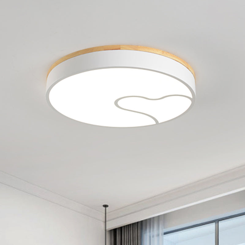 Nordic Led Flush Light With Metal Round Shade - Green/Grey/White Ceiling Lamp In Warm/White