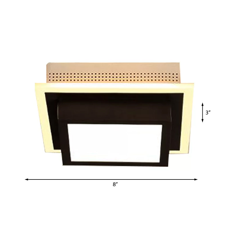 Modern LED Flush Ceiling Lamp in Black/White - Round, Square, or Triangle Acrylic Design for Corridor and Foyer