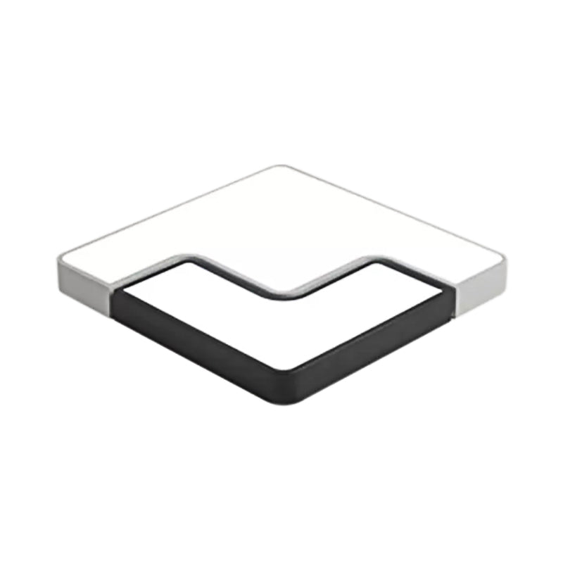 Plafonnier LED carré moderne pour chambre d'enfant : design simple noir et blanc
