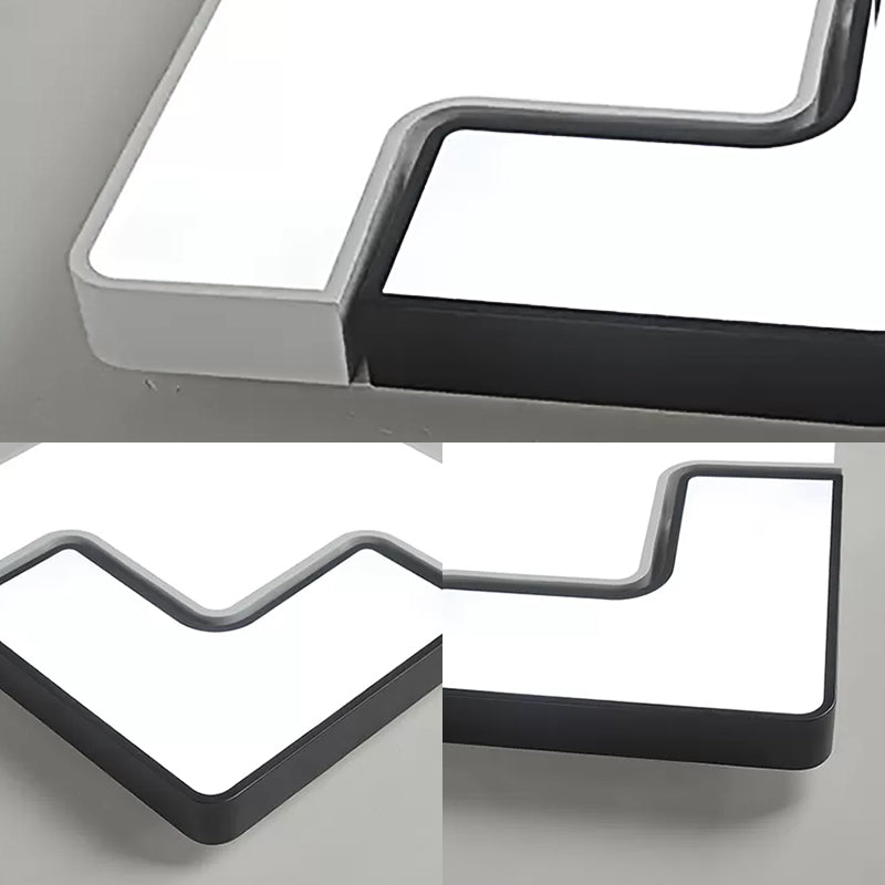 Plafonnier LED carré moderne pour chambre d'enfant : design simple noir et blanc