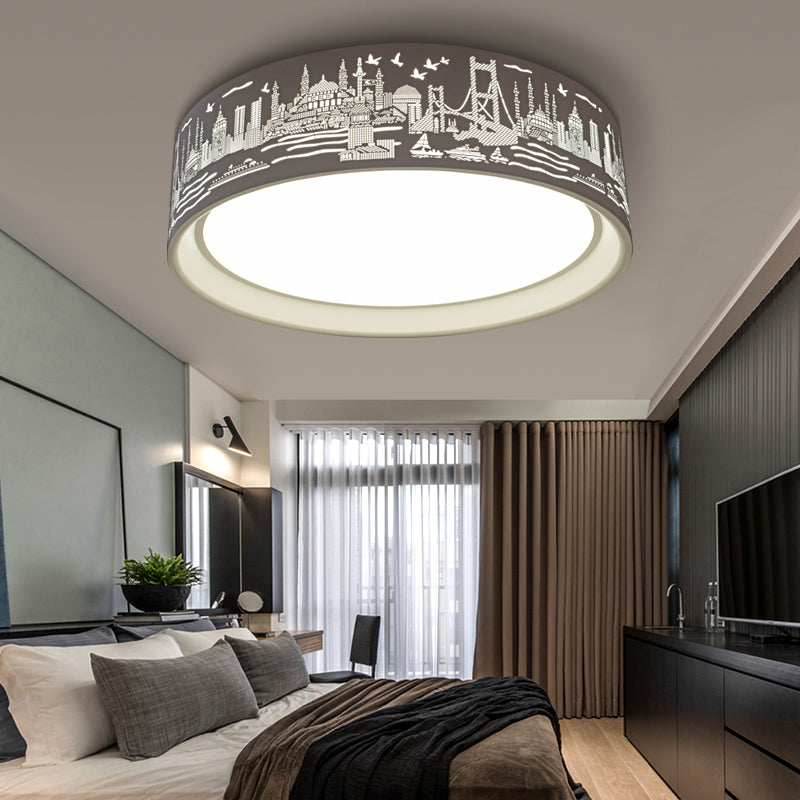 City View Acrylic Led Ceiling Light For Study Room - Stylish And Bright In White / 16.5