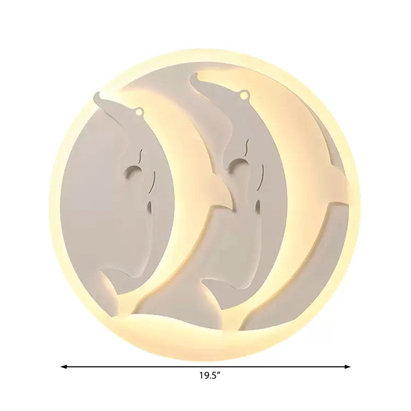 Kid's Room Dolphin LED Flush Ceiling Light in White