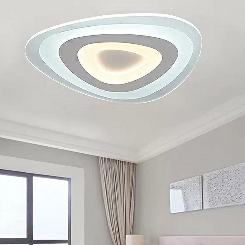Modern White Acrylic LED Ceiling Mount Light - Triangle Design for Dining Room