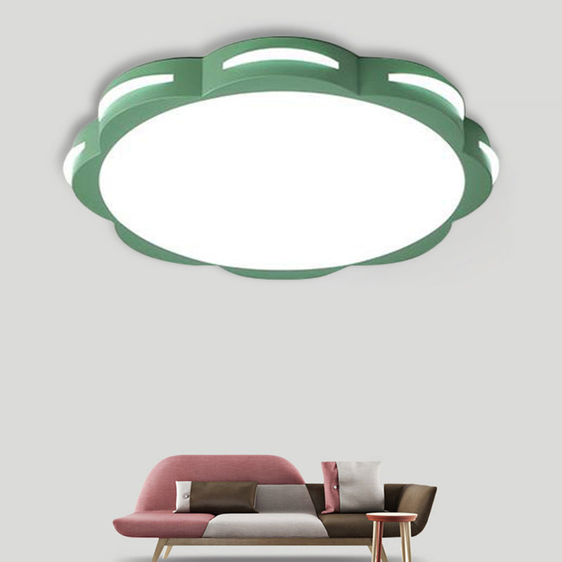 Flush Mount Macaron LED Ceiling Light with Acrylic Floral Shade - Ideal for Girls' Bedroom