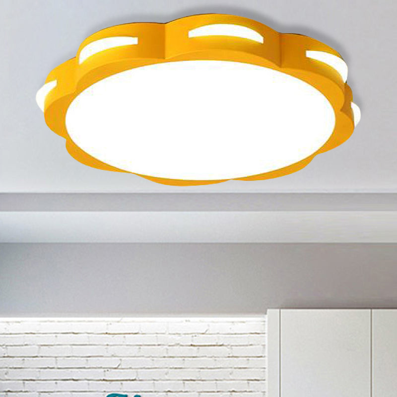 Flush Mount Macaron LED Ceiling Light with Acrylic Floral Shade - Ideal for Girls' Bedroom