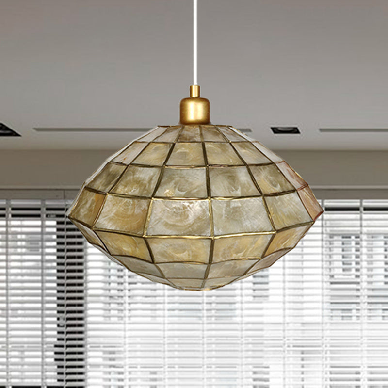Modern Gold Oval/Globe Pendant Light For Living Room- 1 Shell Hanging Lamp Kit