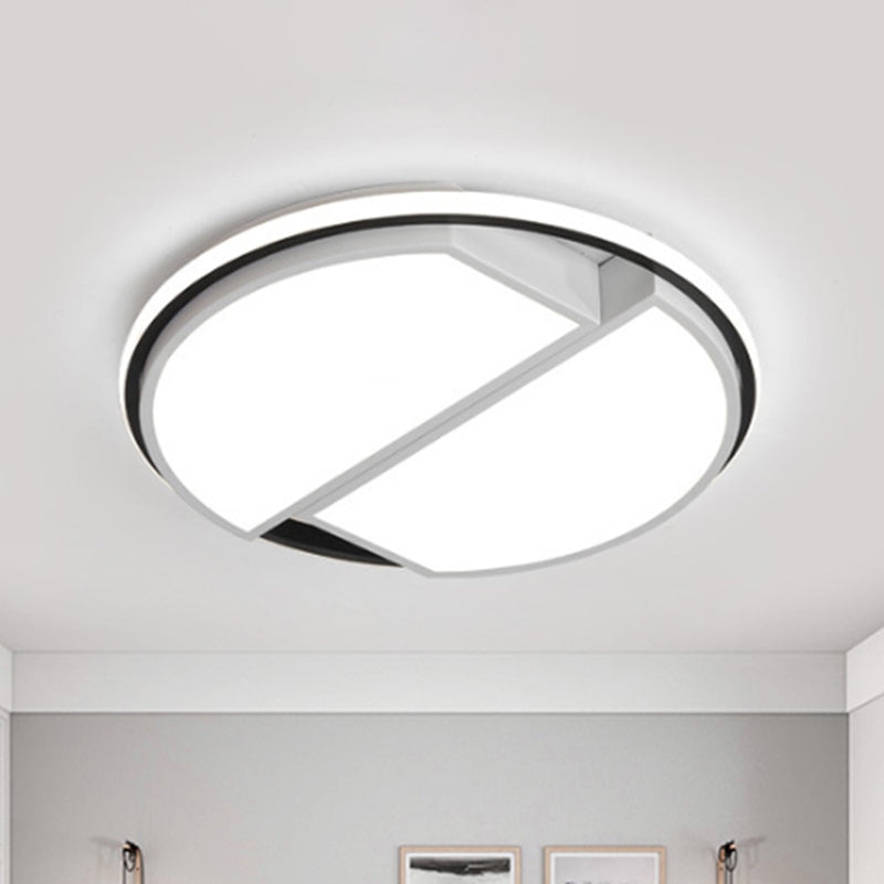 White LED Round Flush Mount Light Fixture with Acrylic Shade for Bedroom Ceiling -16"/19.5" Dia