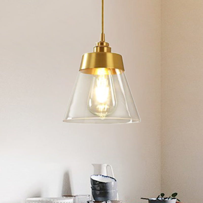 Trendy Trapezoid Glass Pendant Lamp for Cafe - Modern One-Light Shade Hanging Fixture