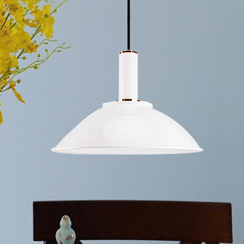 Contemporary Aluminum Hanging Light - Wide Bowl Pendant (11"/14") - Ideal for Gallery or Factory - 1 Bulb Design