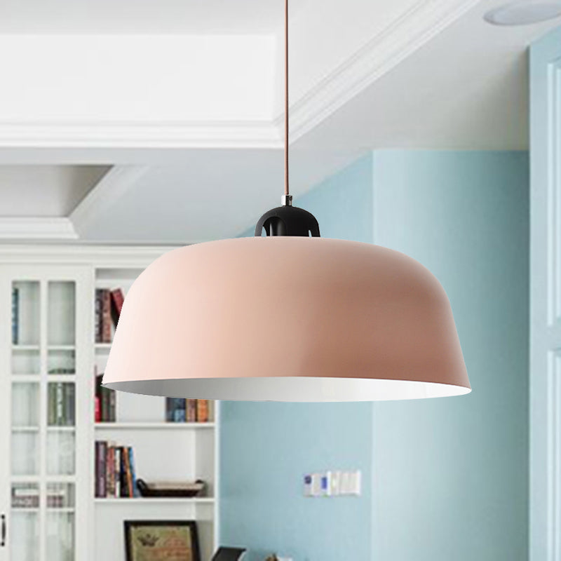 Barn Shaped Macaron Hanging Pendant Light - Metal Ceiling Lamp in Blue/Green/Yellow/Pink - Ideal for Nursing Room or Bathroom