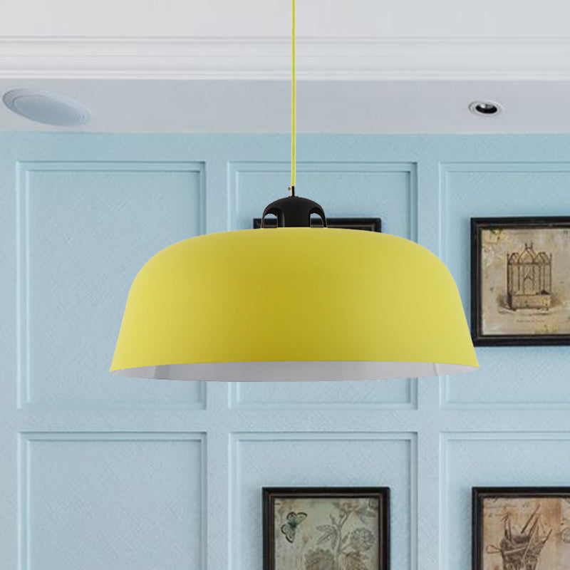 Barn Shaped Macaron Hanging Pendant Light - Metal Ceiling Lamp in Blue/Green/Yellow/Pink - Ideal for Nursing Room or Bathroom