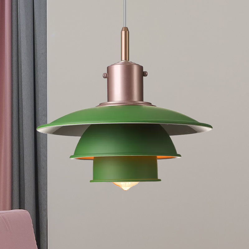 Nordic Style Metallic Pendant Lamp - Layered Hanging Light Fixture For Living Room Black/Silver