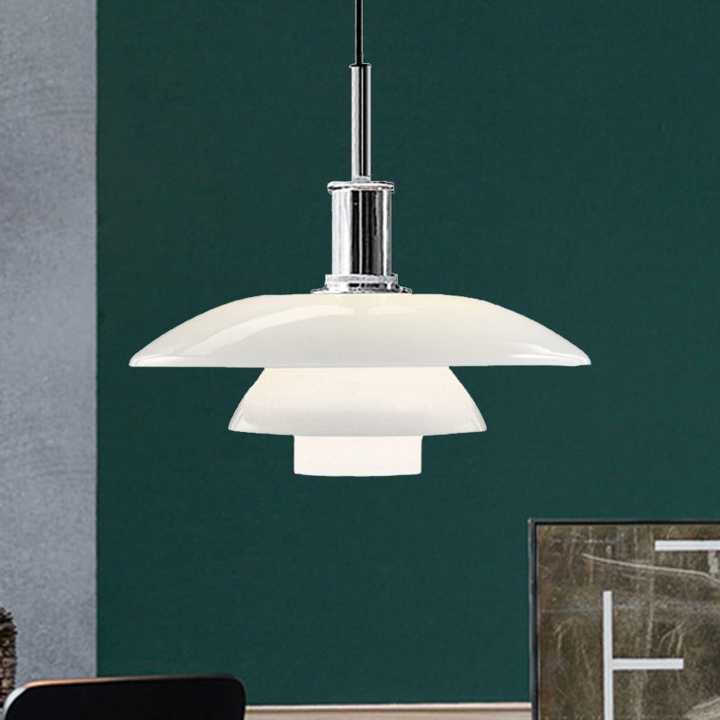 Nordic Style Metallic Pendant Lamp - Layered Hanging Light Fixture For Living Room Black/Silver