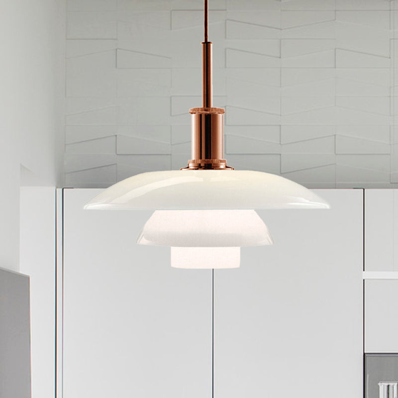 Nordic Style Metallic Pendant Lamp - Layered Hanging Light Fixture For Living Room Black/Silver