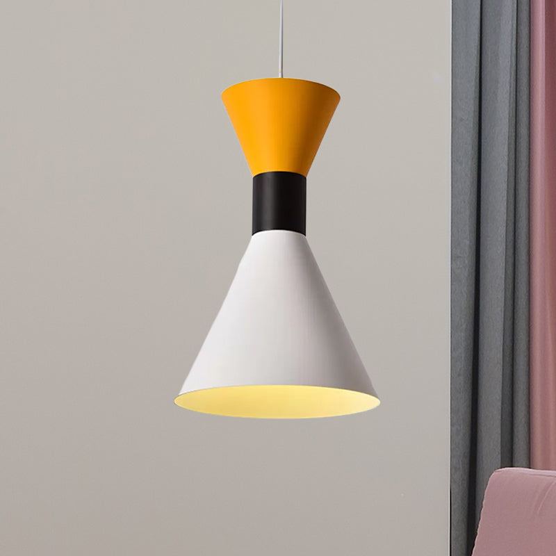 Nordic 1-Light Metal Pendant With White/Pink/Green Hourglass Design