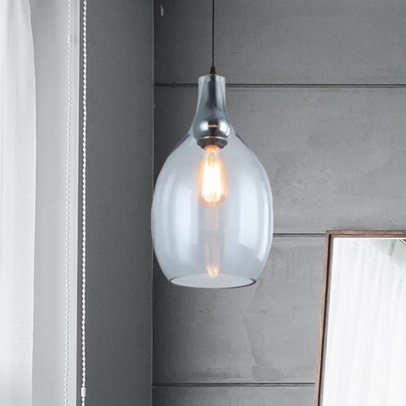 Modernist Blue/Amber Glass Bottle Pendant Lamp - Nickel Hanging Light Fixture for Bedroom