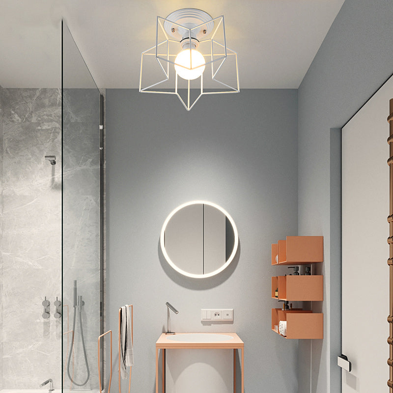 Plafonnier contemporain avec cadre en fil de fer blanc - Idéal pour les salons