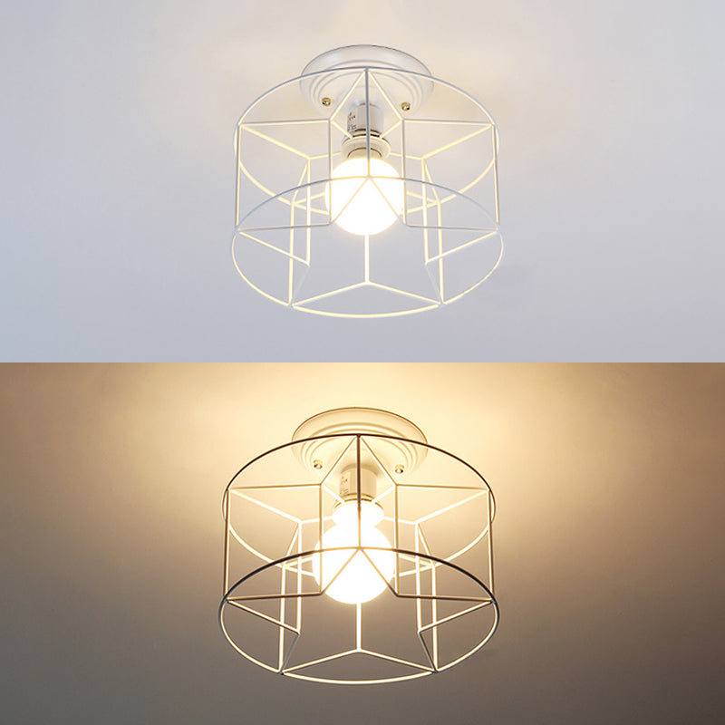 Plafonnier contemporain avec cadre en fil de fer blanc - Idéal pour les salons