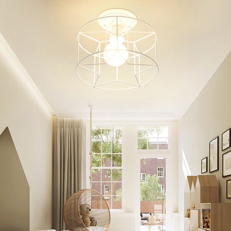Plafonnier contemporain avec cadre en fil de fer blanc - Idéal pour les salons
