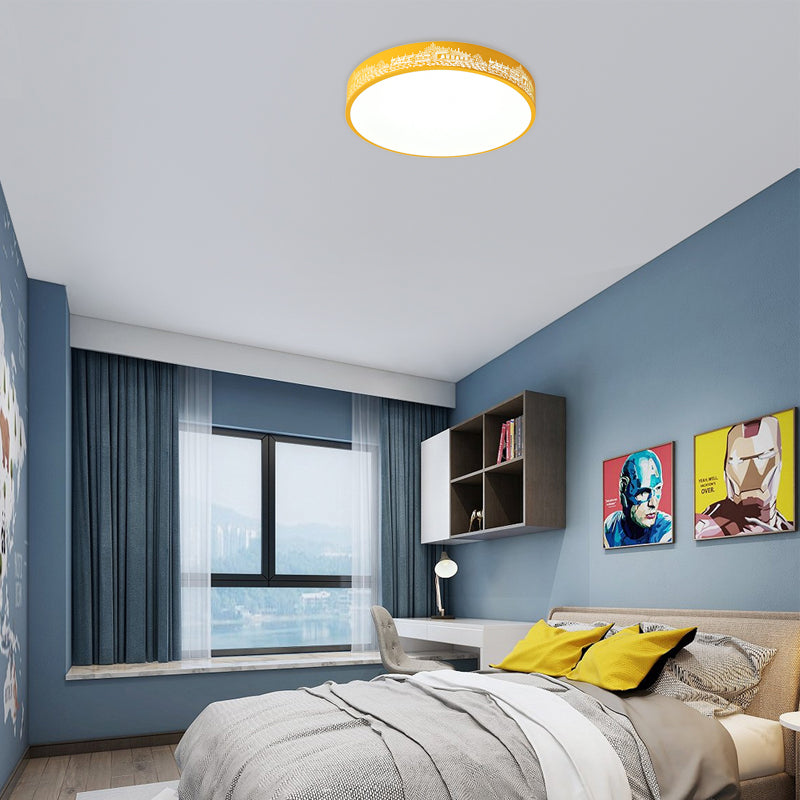 City View Macaron Loft Slim Drum LED Flush Ceiling Light: Stylish Acrylic Lamp for Nursing Room