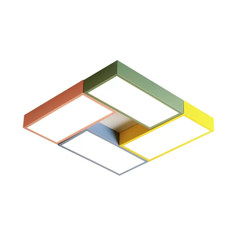 Square Game Room Ceiling Mount Light: Acrylic Macaron Loft LED Ceiling Lamp