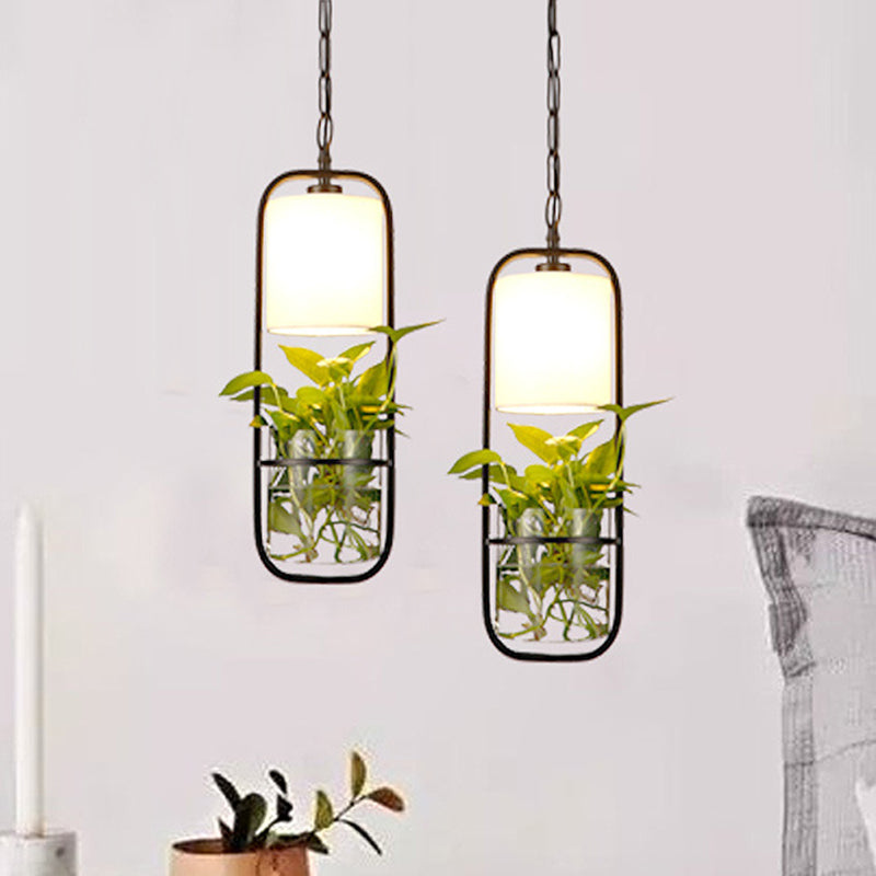 Lampe suspendue industrielle en métal noir pour cuisine - Plafonnier LED rectangulaire suspendu