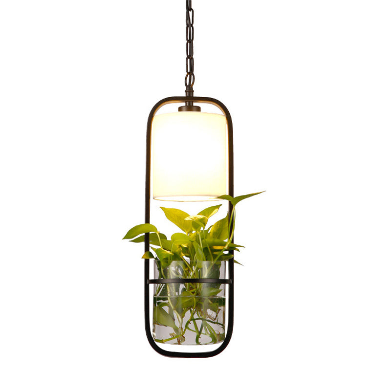 Lampe suspendue industrielle en métal noir pour cuisine - Plafonnier LED rectangulaire suspendu