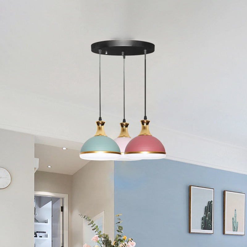Metal Hanging Light Kit - Simple 3-Bulb Cluster Pendant Lamp In Black Finish For Dining Table