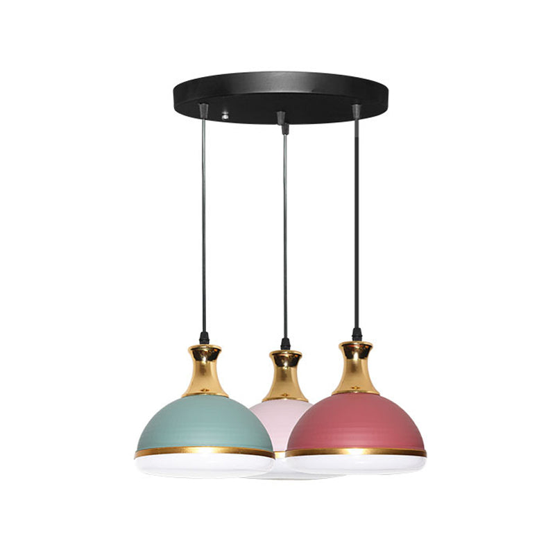 Black Dome Metal Hanging Light Kit - Simple 3-Bulb Pendant Lamp for Dining Table
