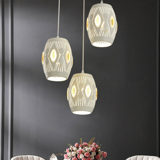 Contemporary White Pendant Cluster Light Kit with Urn Iron Shade - Ideal for Living Room