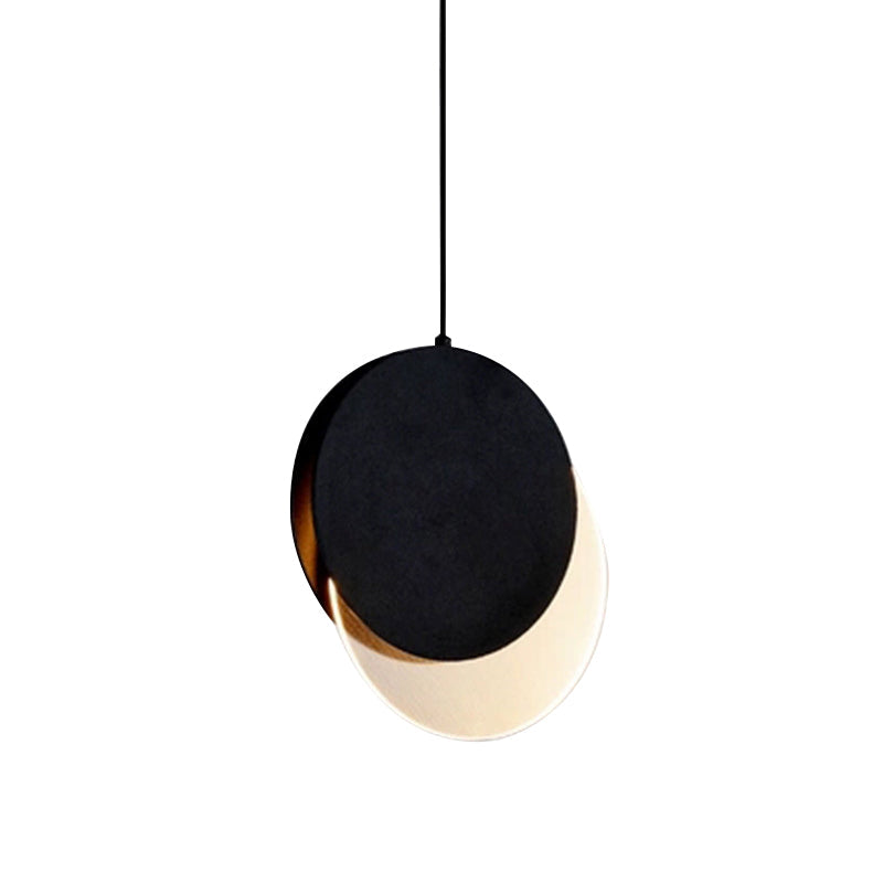 Sleek Metallic LED Bedroom Pendant Lamp with Stylish New-Moon Design | Circle Suspended Lighting