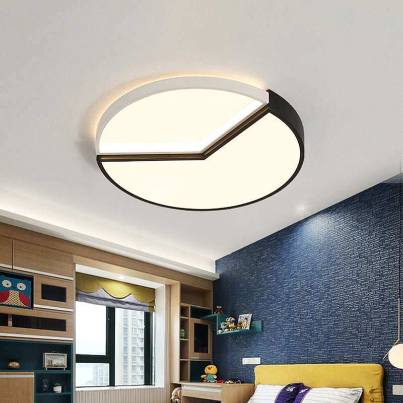 Contemporary Circular Acrylic Flush Mount Lamp (16"/19.5" Wide) - Black LED Light for Bedroom in Warm/White/Natural
