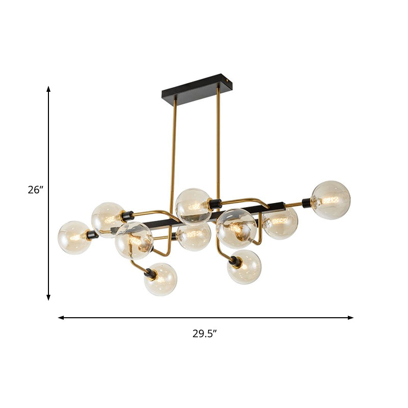 Contemporary Starburst Chandelier: 10-Light Amber/Smoke Gray/Cream Glass Hanging Lamp
