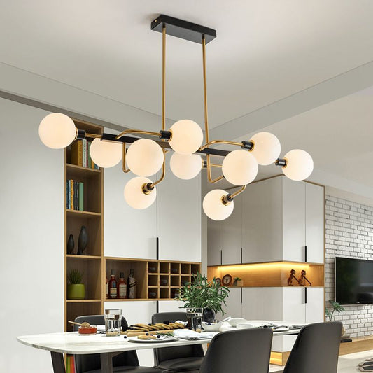 Contemporary Starburst Chandelier: 10-Light Amber/Smoke Gray/Cream Glass Hanging Lamp